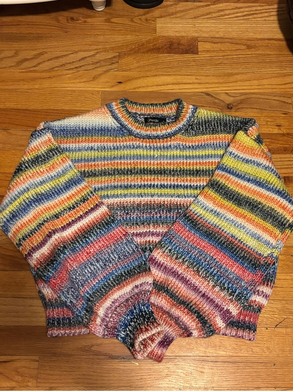 Ghanda Multicolor Striped Knit Sweater - Yellow, Blue, Pink, Green